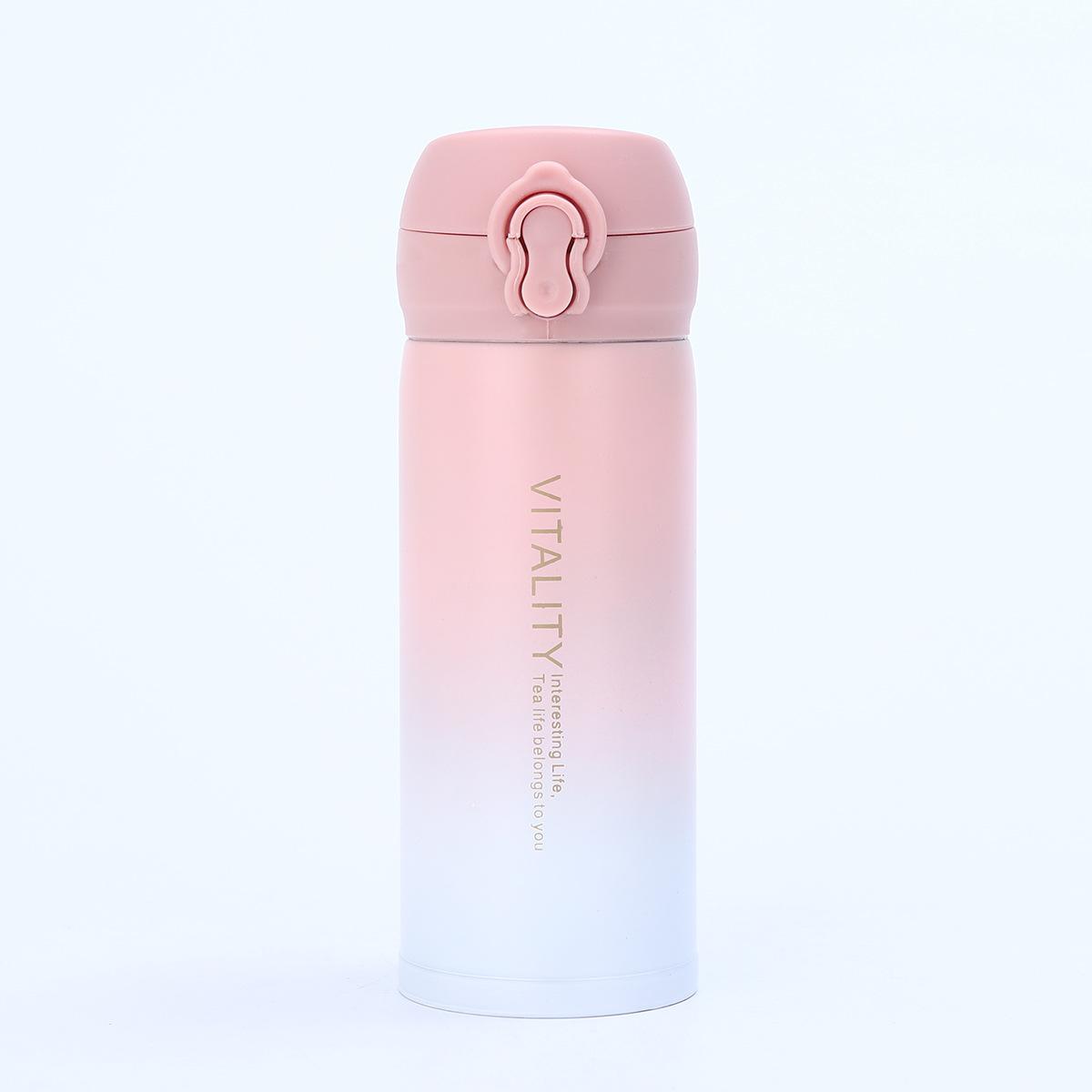 

350ML Gradient Stainless Steel Insulated Cup Whit Bouncing Cover Portable Travel Thermal Cup Leakproof Thermal Bottle Gift 301-400ml
