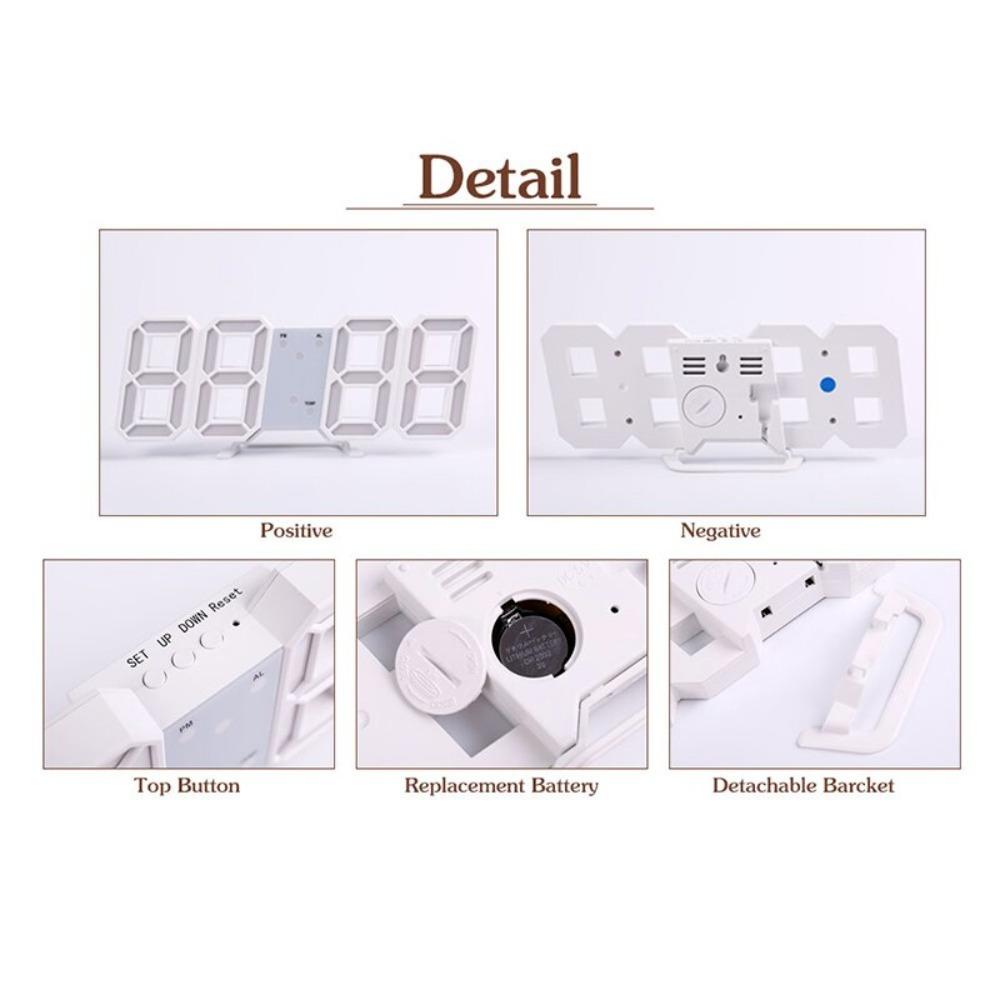 Wall-mounted Digital Desktop Clock Adjustable Luminous Mode Night Light Portable LED Clock  Desk