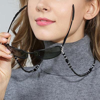 Fashion Glasses Chain Ladies Black Acrylic Bead Chain Anti-Slip Glasses Rope Holder Neck Strap Reading Glasses Rope