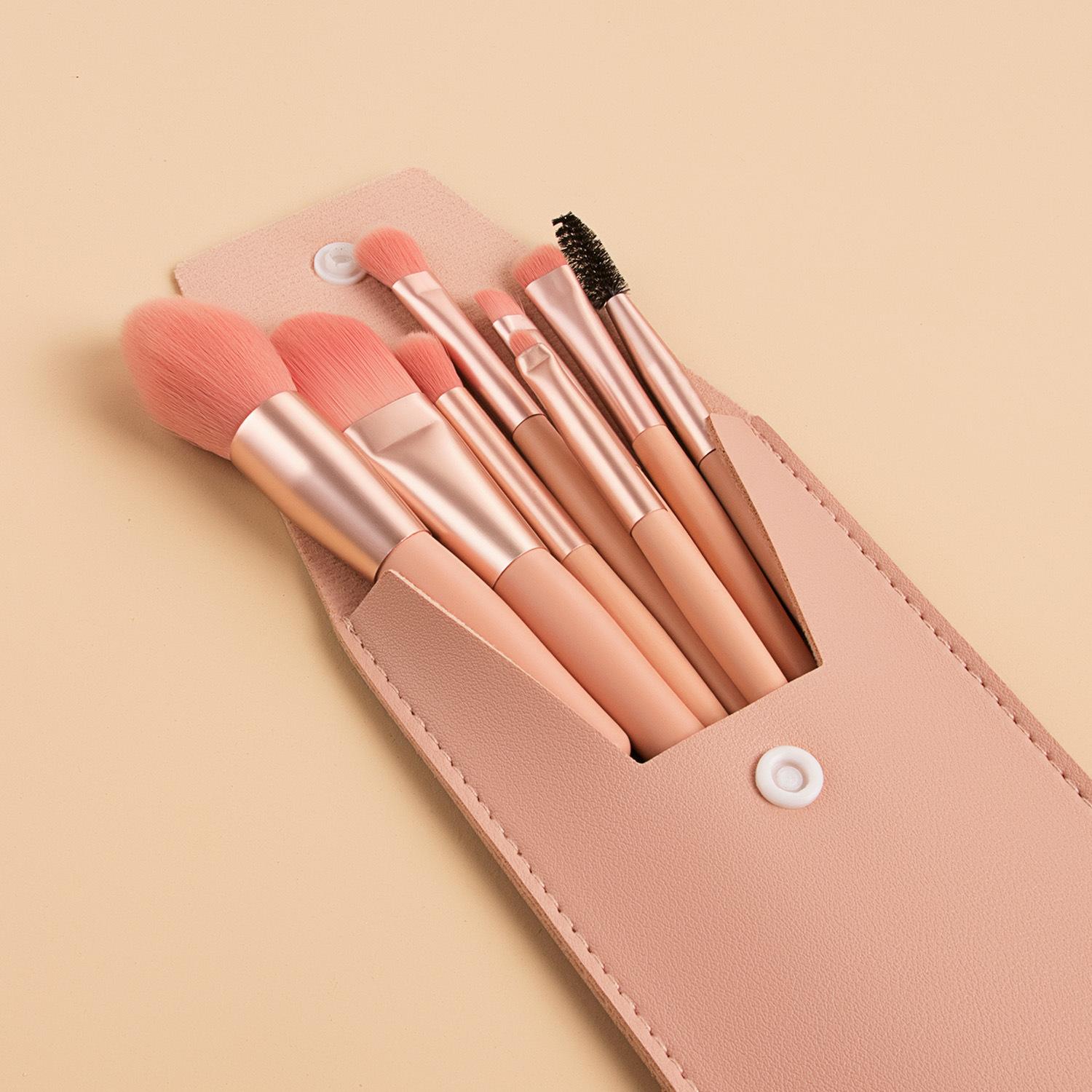 

8Pcs Makeup Brush Set Synthetic Foundation Powder Concealers Eye Shadows Blush Cosmetic Brushes with Storage Bag Cyan