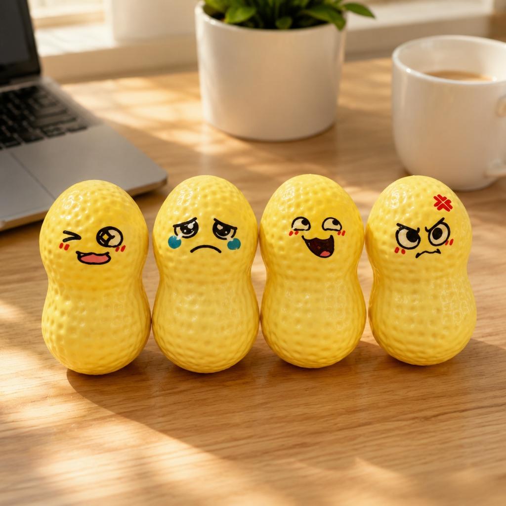 4pcs Soft Squeeze Peanut Stress Relief Toys Set Tactile Sensory Squishy Handheld Toys for Anxiety and Focus