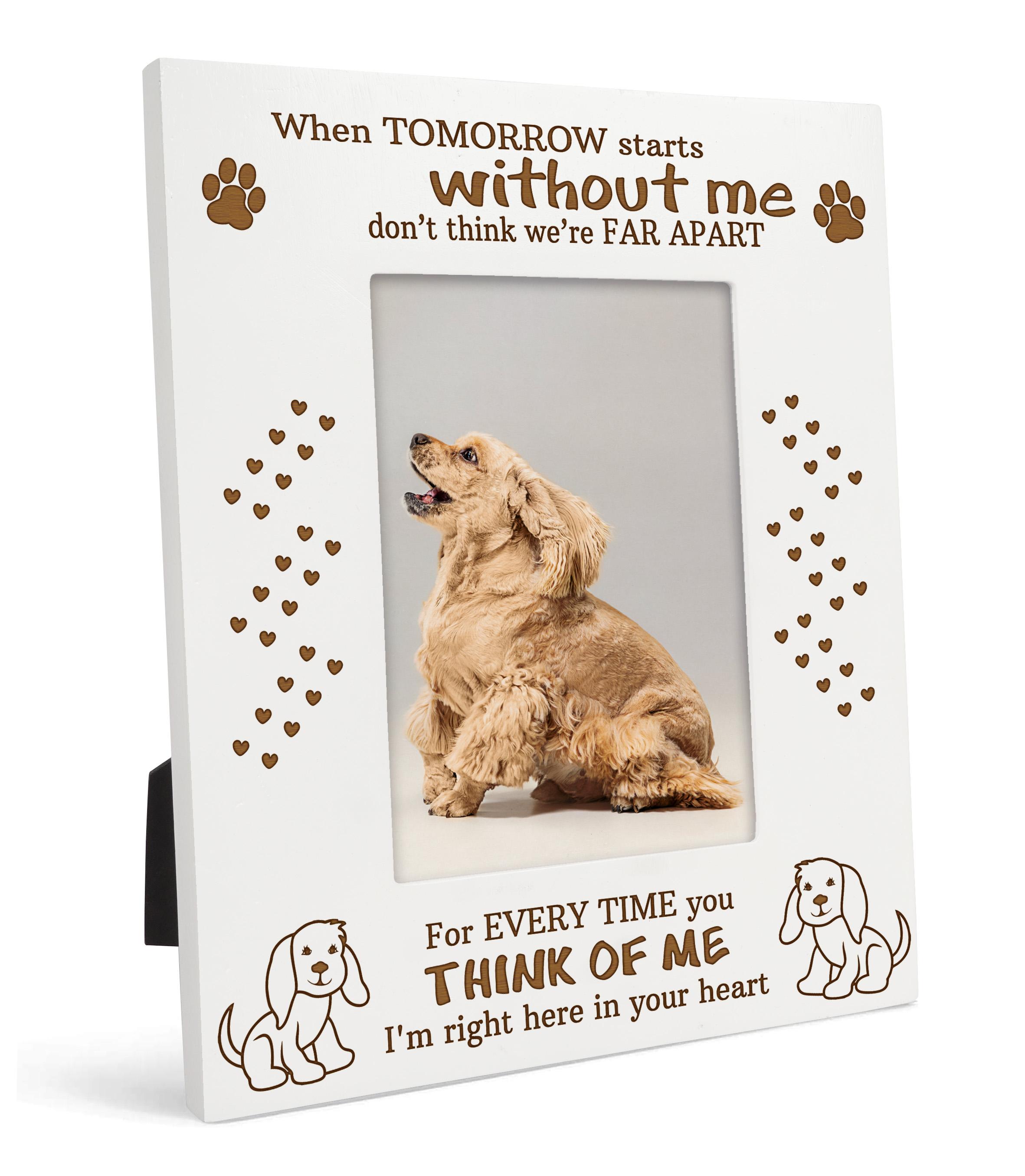 

Любий сувенір, зроблений з любов’ю, настільна дерев’яна фоторамка з гравіюванням «Коли завтра почнеться без мене», цитати, біла фоторамка 4x6 Inches Vertical білий