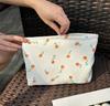 Clapoyis Large Capacity Square Makeup Pouch with a Cute Floral Print Women's