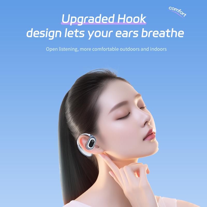 Bluetooth 5.4 Earphones Wireless Ear Hook Headphones Noise Reduction LED Display Headsets HiFi Stereo Earbuds