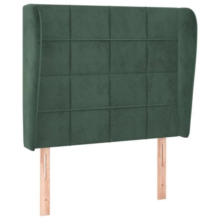 3118001 vidaXL Tête de lit avec oreilles Vert foncé 103x23x118-128 cm Velours