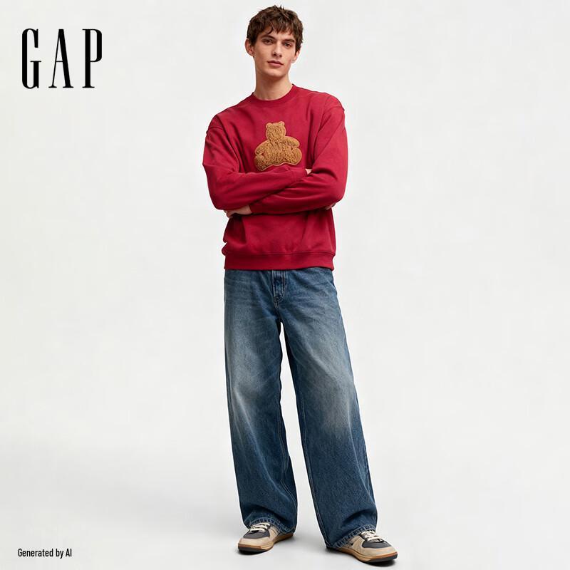 Gap Unisex 2025 Winter Bear Logo Fleece Crewneck Sweatshirt