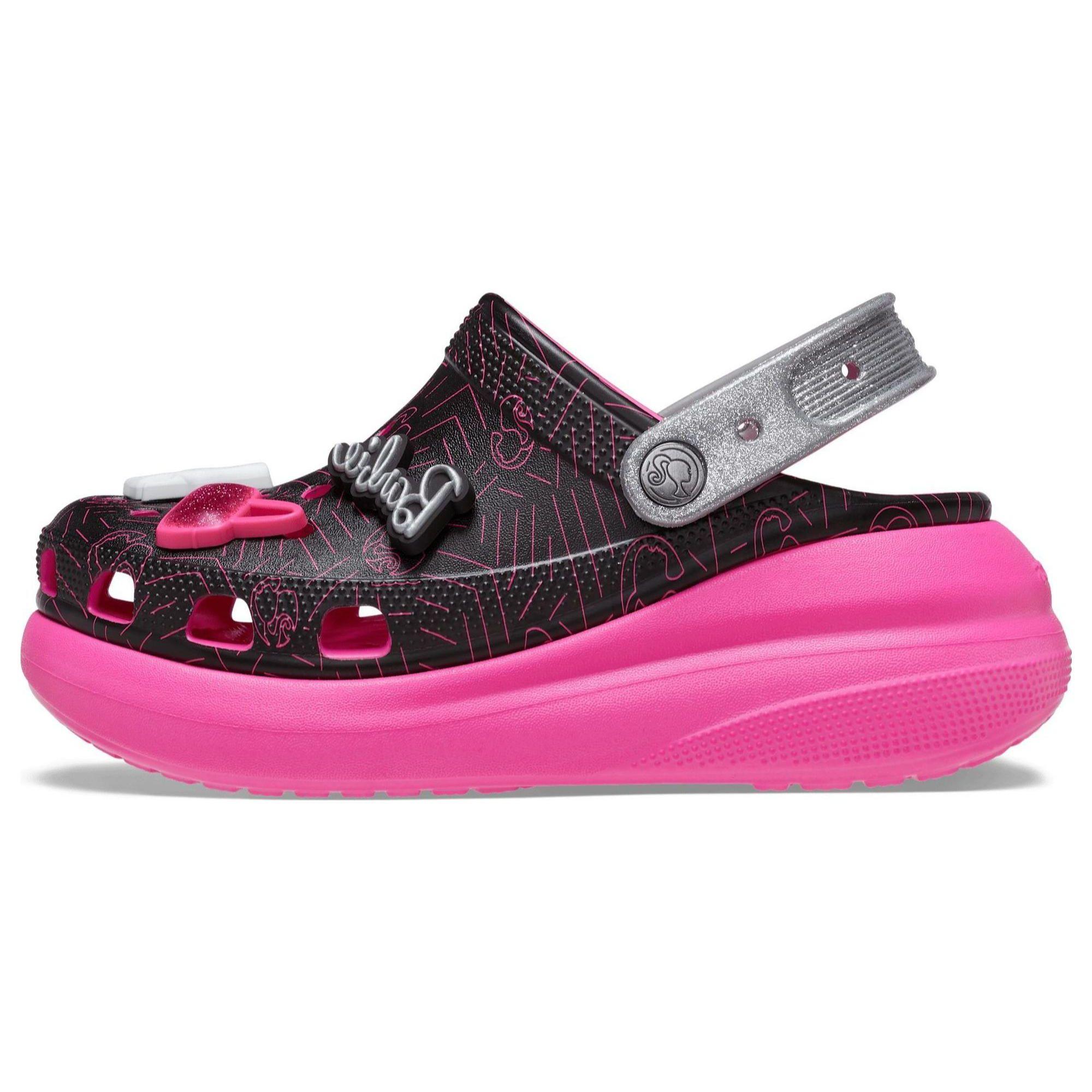 Crocs X Barbie Classic Crush Clog Black Electric Pink Unisex 208819-001 34-35