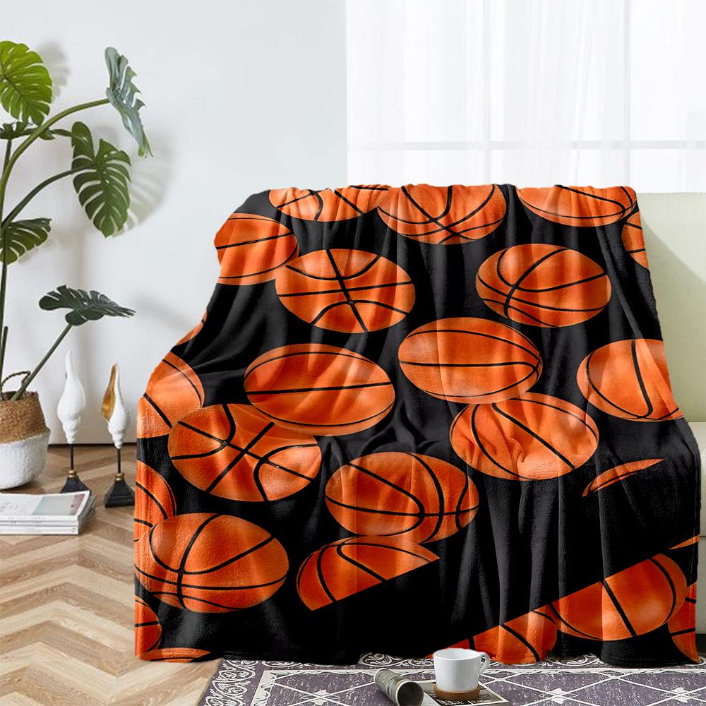 Basketball Theme Printed Blanket - Perfect for Couch, Bed, Travel & Outdoor Use | Machine Washable, Cozy & Durable.