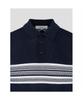BEANPOLE GOLF Men'S Short Sleeve Striped Textured Collar T-Shirt - Navy