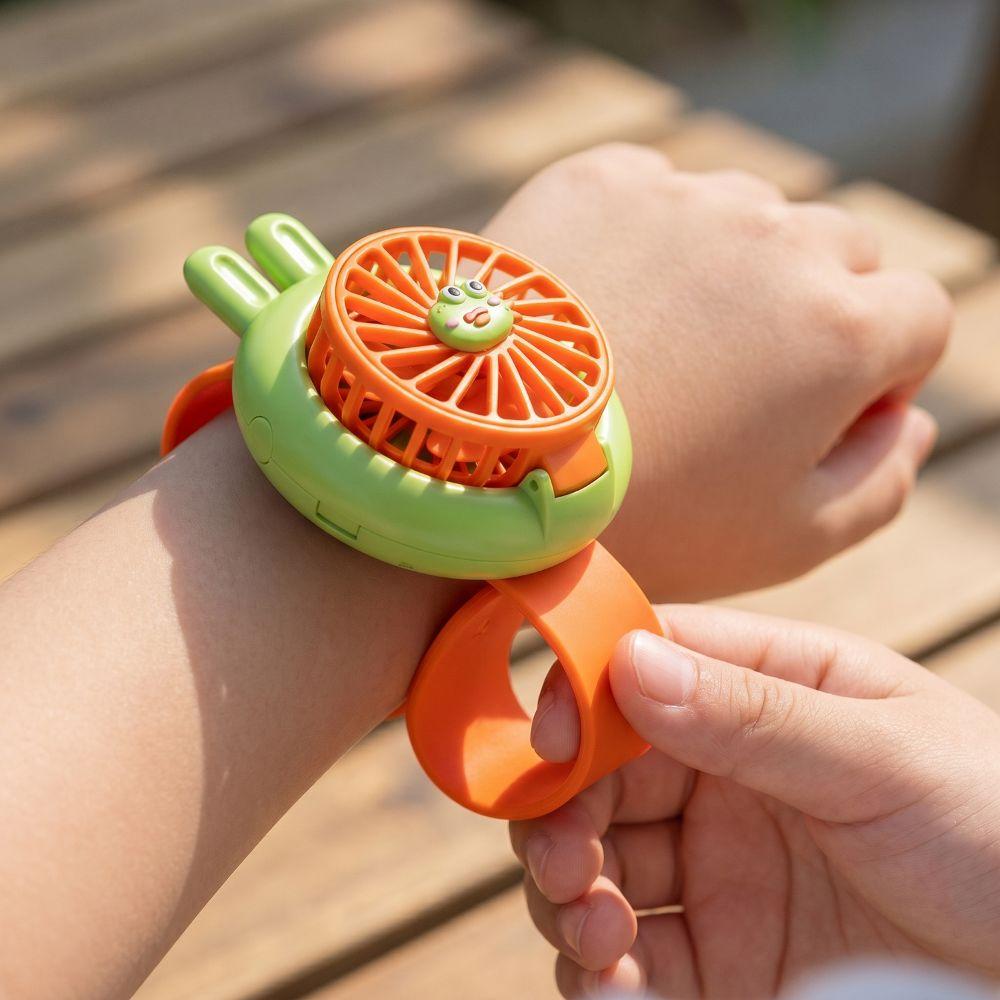 Handheld Mini Fan Mini Wearable Fan Watch 3 Speeds Cartoon Watch Design Fan USB Rechargeable Soft Wrist Strap Electric Fan