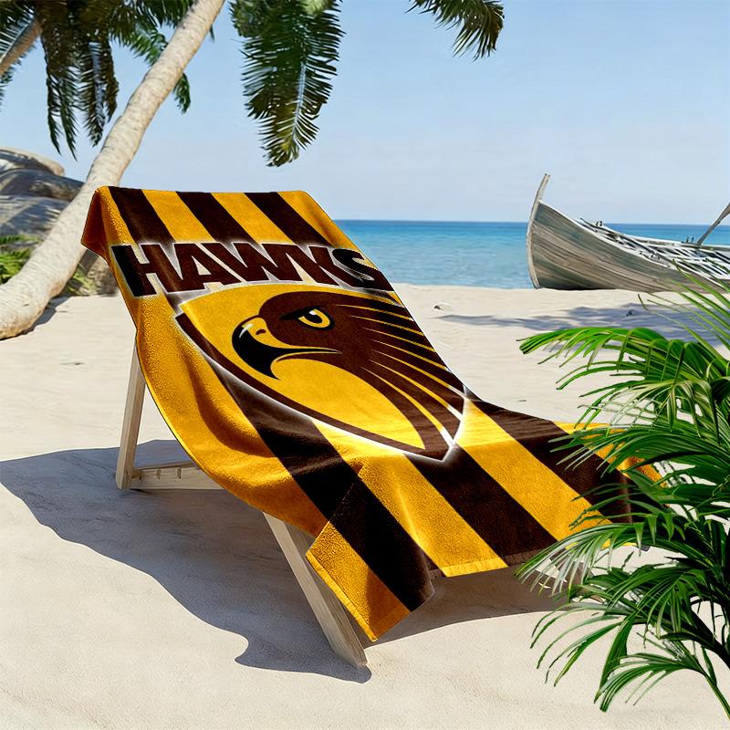 Hawthorn Hawks AFL 2D Flat Print Beach Towel, Large Soft Quick Dry Towel for Beach Camping SwimmingXSTJ0915480