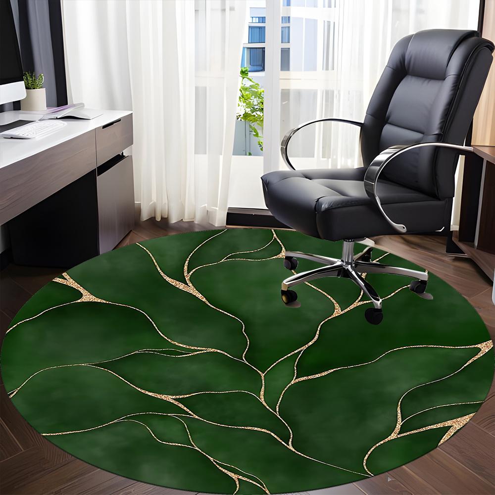 1pc Gold Leaf Pattern Office Round Area Rug, Indoor Mat Suitable ForOffice, Under Office Chairs Bedroom Living Room Home Decor, Room Decot049