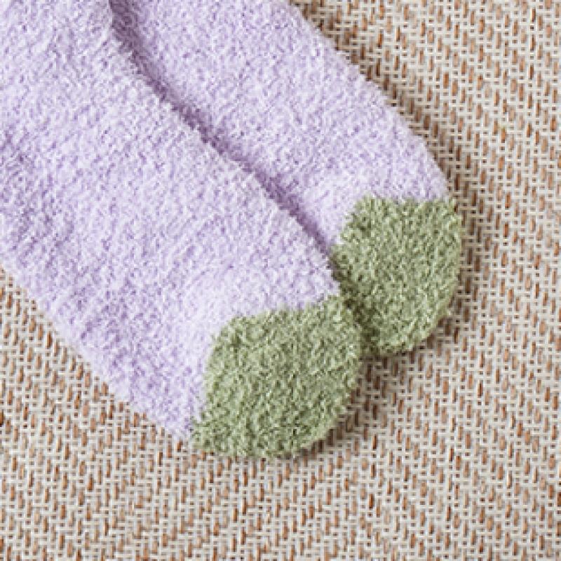 Daiso Double Heart Sleep Socks Purple