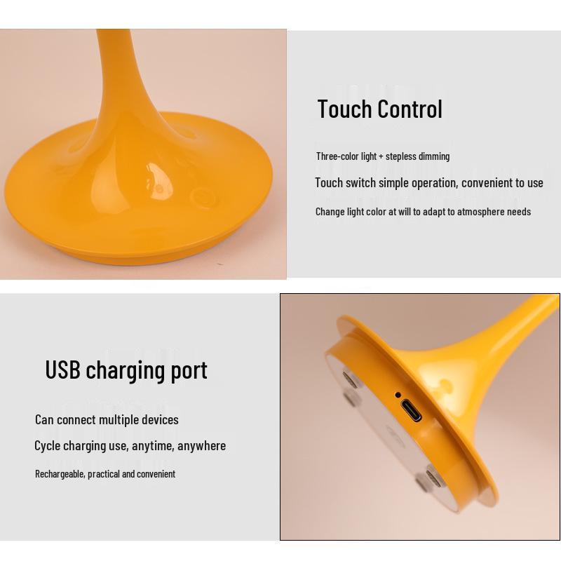 Nordischer Cremestil Berührungs-Pilz-Tischlampe - Modernes Augenschutz-Nachttisch-Nachtlicht