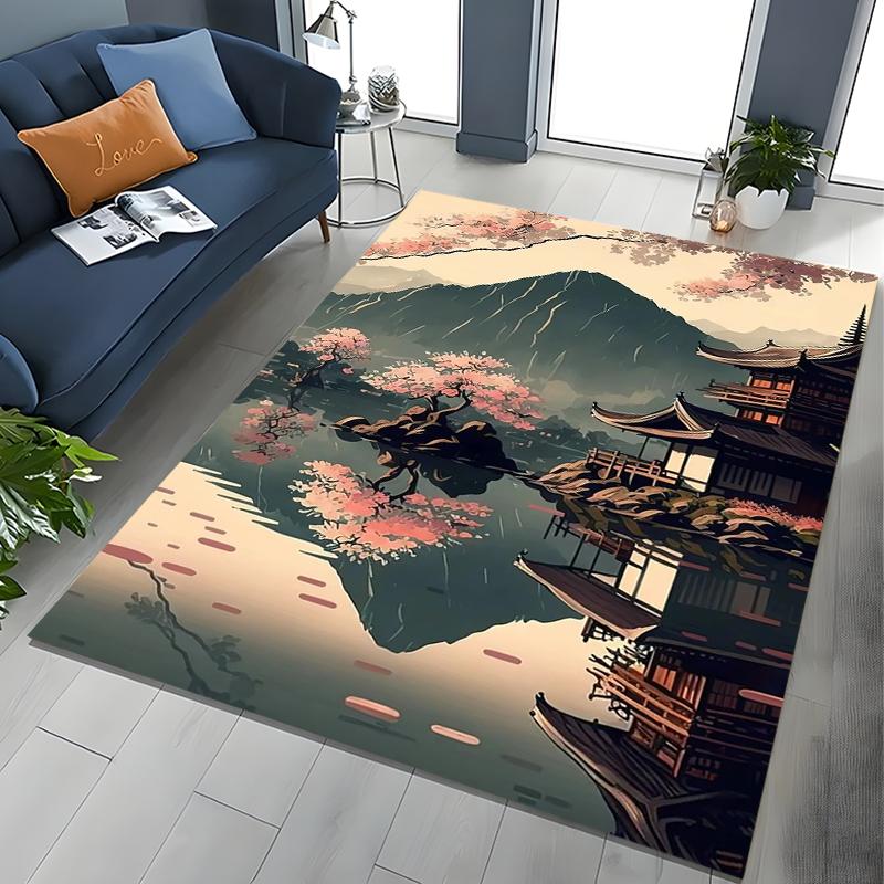 Japanese Cherry Blossom Mount Fuji 3D Large Area Kids Carpet for Home Living Room Child Rugs Bedroom Sofa Doormat Floor Mat Gift