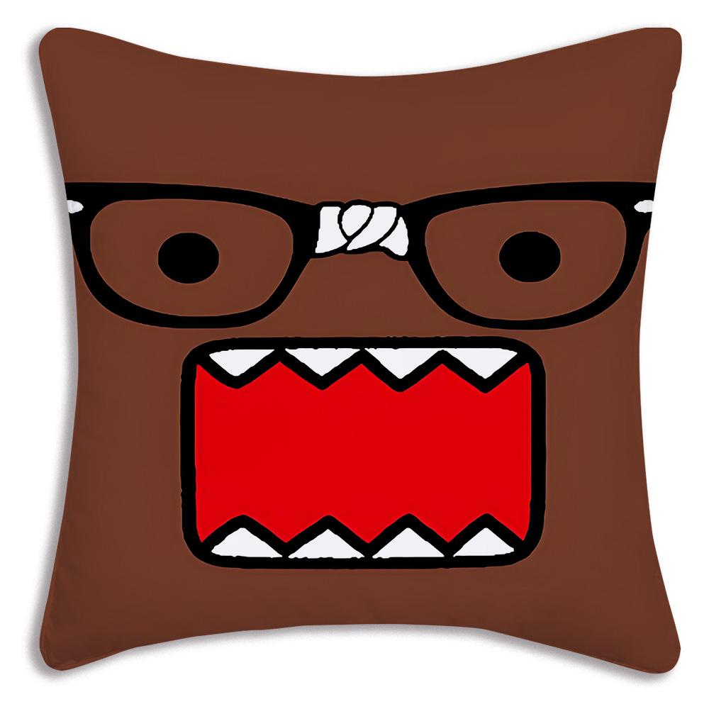 Cute For D-Domo Kun Faces Pillow Covers Cartoon Sofa Decorative Home Double-sided Printing Short Plush Cute Cushion Cover