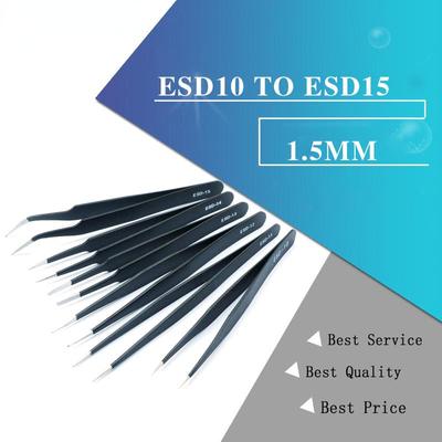 1.5mm Industrial Tweezers Anti-Static Stainless Steel Tweezer Set Mobile Phone Repair Tools ESD Precision Tweezer ESD10 To ESD15