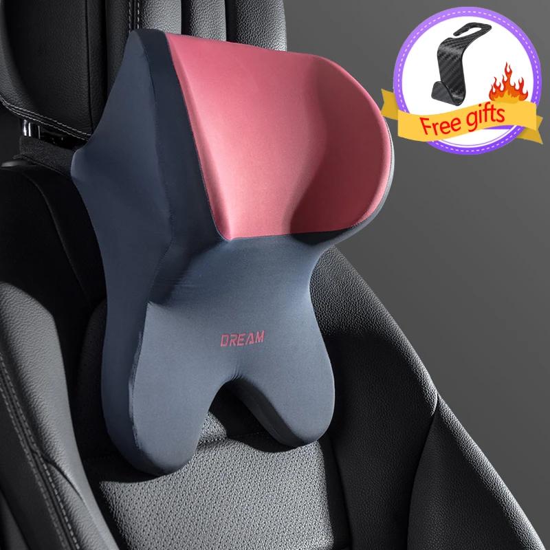 Car Headrest Waist Pillow 3D Memory Foam Seat Support for Home Office Neck Rest Breathable Car Back Lumbar Cushion Accessorries