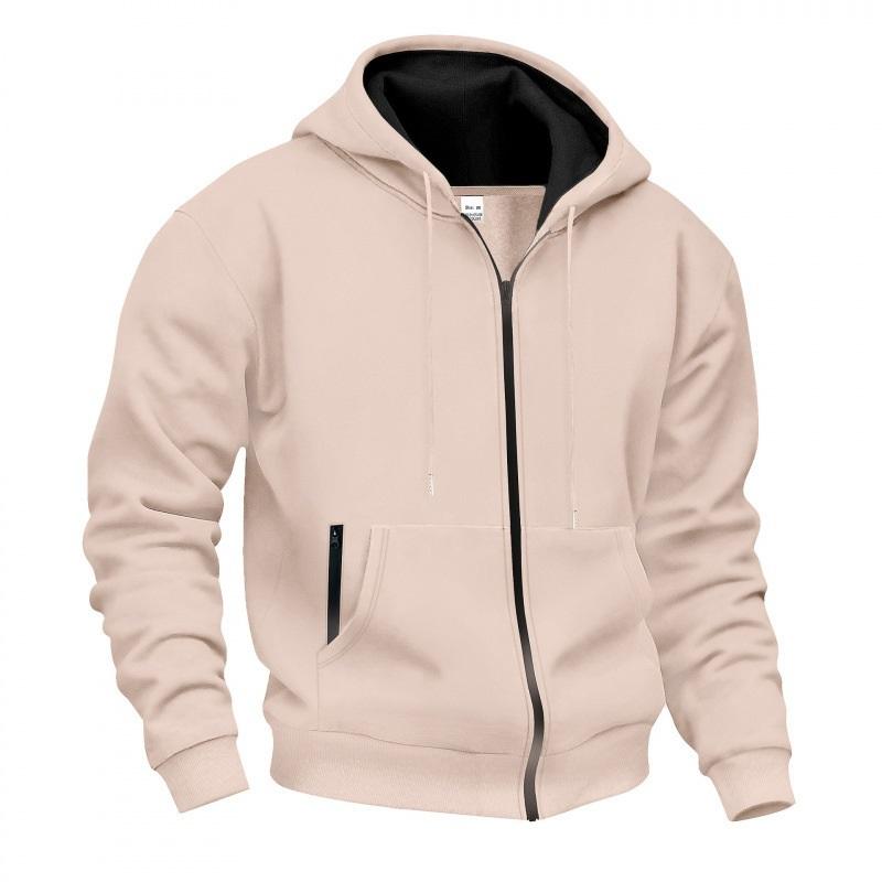 Herren Herbst- und Winter Warme und Plüschige Funktionelle Ins Kapuzen-Reißverschluss Freizeitjacke