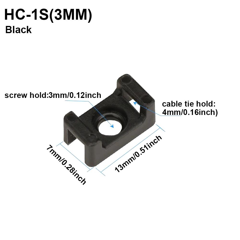 

100Pcs Cable Tie Saddle Type Plastic Mount Base Wire Holder Fixing Seat Charging Data Line Winder Nylon HC-0~ HC-7,HC-1S~HC~2S