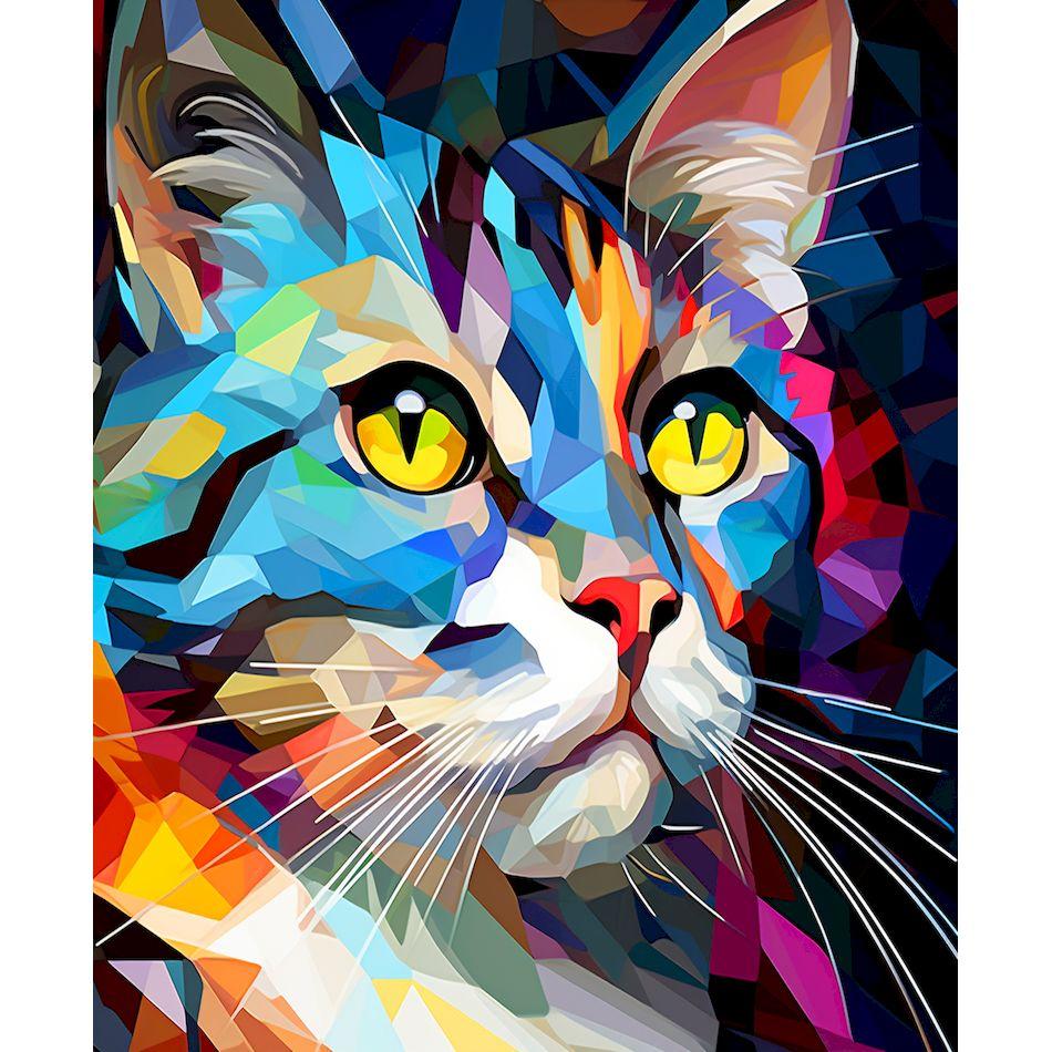 CHENISTORY Paint By Numbers Colorful Cat Animal Acrylic Drawing Canvas Wall Art Oil Painting By Numbers DIY Home Decoration