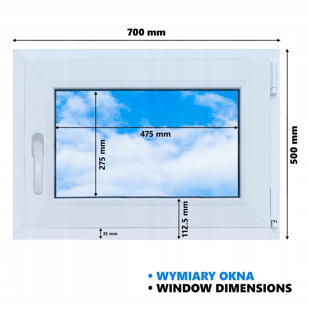 Plastové okno antracit 70x50 Pravé, Nové 700x500 mm Otevíravě-sklopné Dvoukomorové