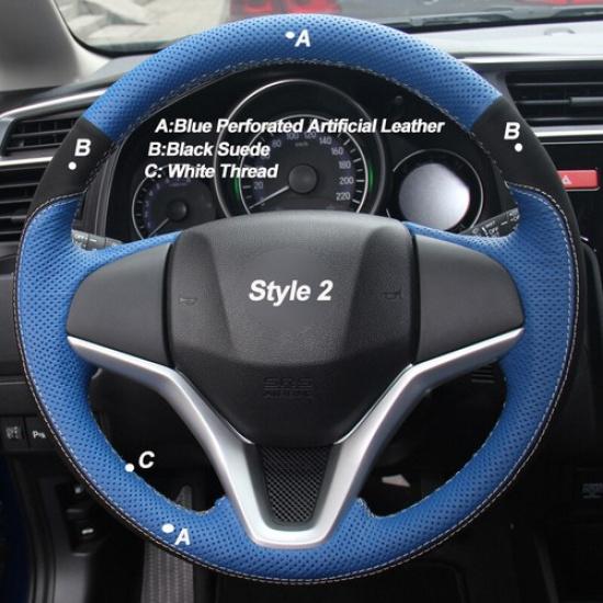 DIY Car Steering Wheel Cover For Honda Fit City Jazz 2014- HR-V HRV Vezel