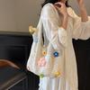 Crochet Mesh Beach Toted Bag,Bohemian Vacation Handbags Aesthetic Knit Shoulder Bag for Women Travel Bag KTB