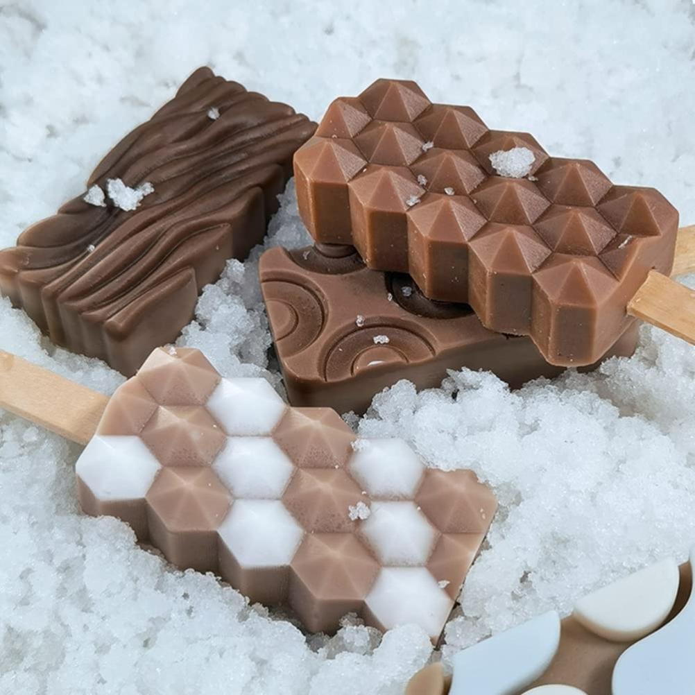 Silikon Eisform, 4 Zellen Eis am Stiel Form DIY Eismaschine für gefrorenes Dessert Eis am Stiel