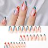 24 Pcs Simple Pink Press On Nails With Silver Glitter Powder Decor Removable Fake Nail Tips Set