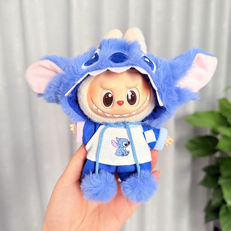 17cm Labubu Doll Clothes: Ice Cream Overalls - Cute Pendant Blind Box