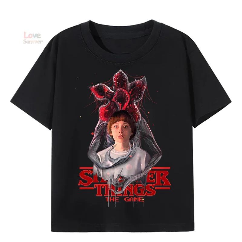 Kids 100% Cotton Luxury T-Shirt Stranger Things Demogorgon Live Graphic Short Sleeve Elegant Casual Summer Tee Tops