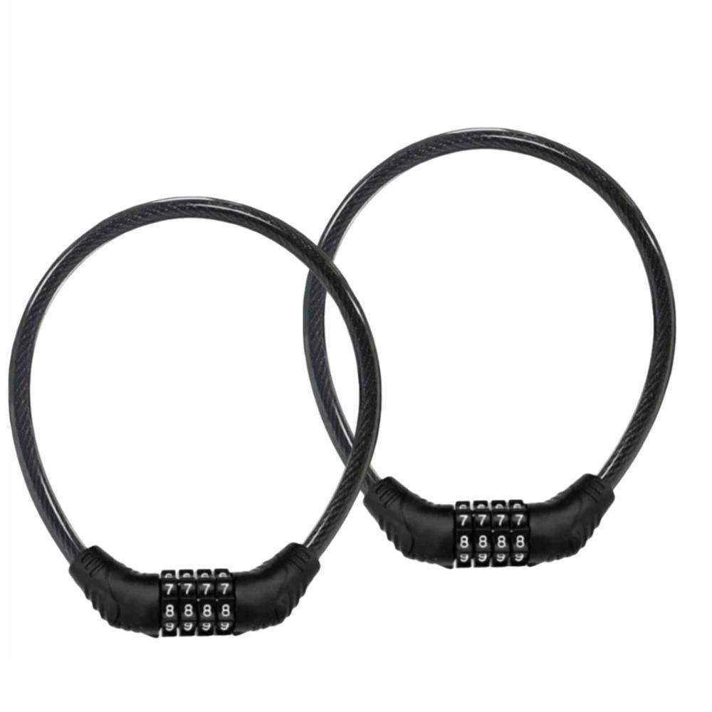 2PCS PVC Cover Bike Cable Lock 4 Digit Combination Steel Cable Lock  Electric scooters
