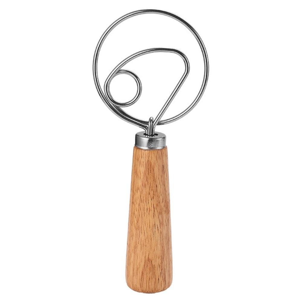 

New Stainless Steel Dough Blender Wooden Handle Coil Design Flour Blender Ergonomic Dough Whisk Kitchen Baking