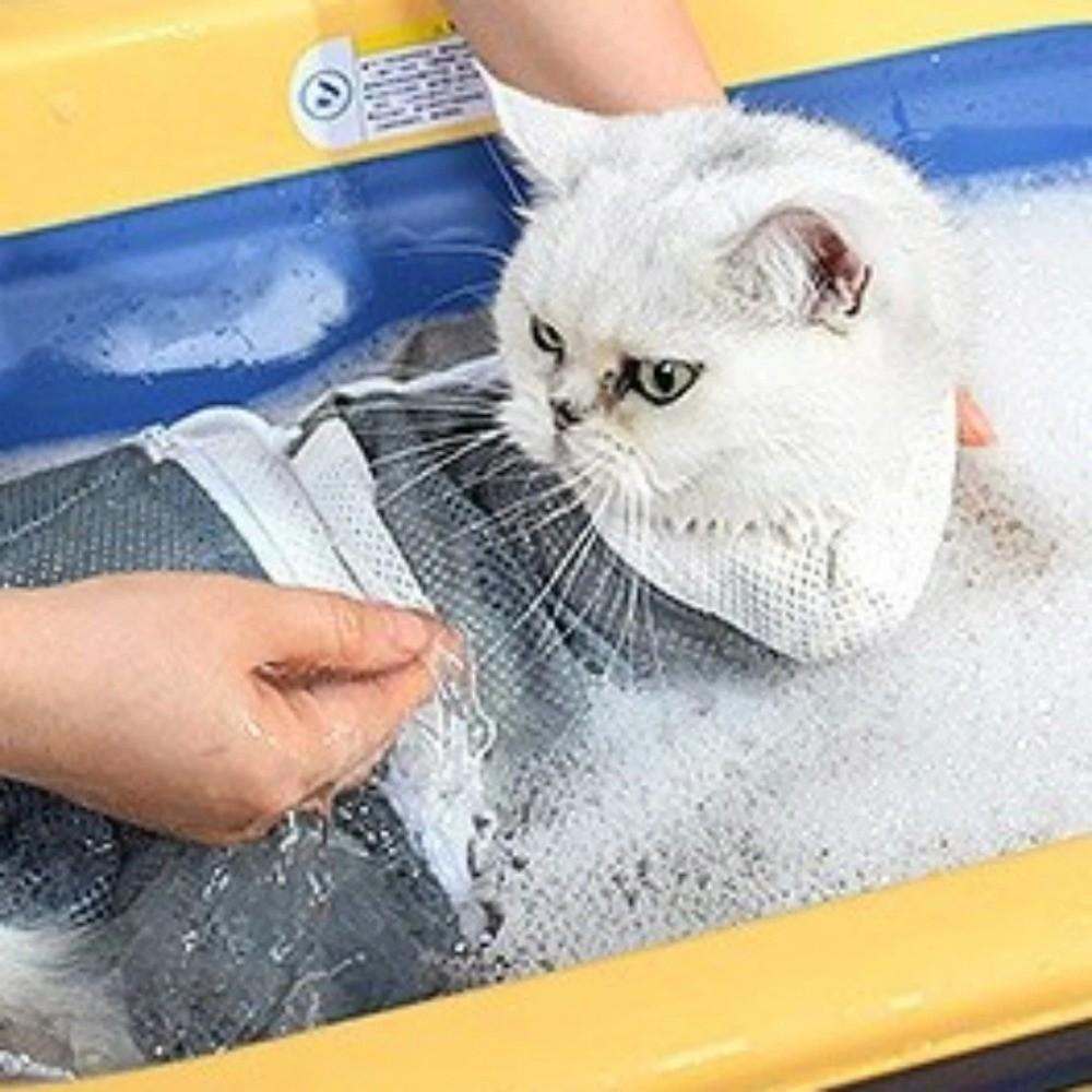 Breathable Mesh Cat Washing Bag Anti Bite Mesh Bath Bag Pet Washing Bag  For Pet Cat