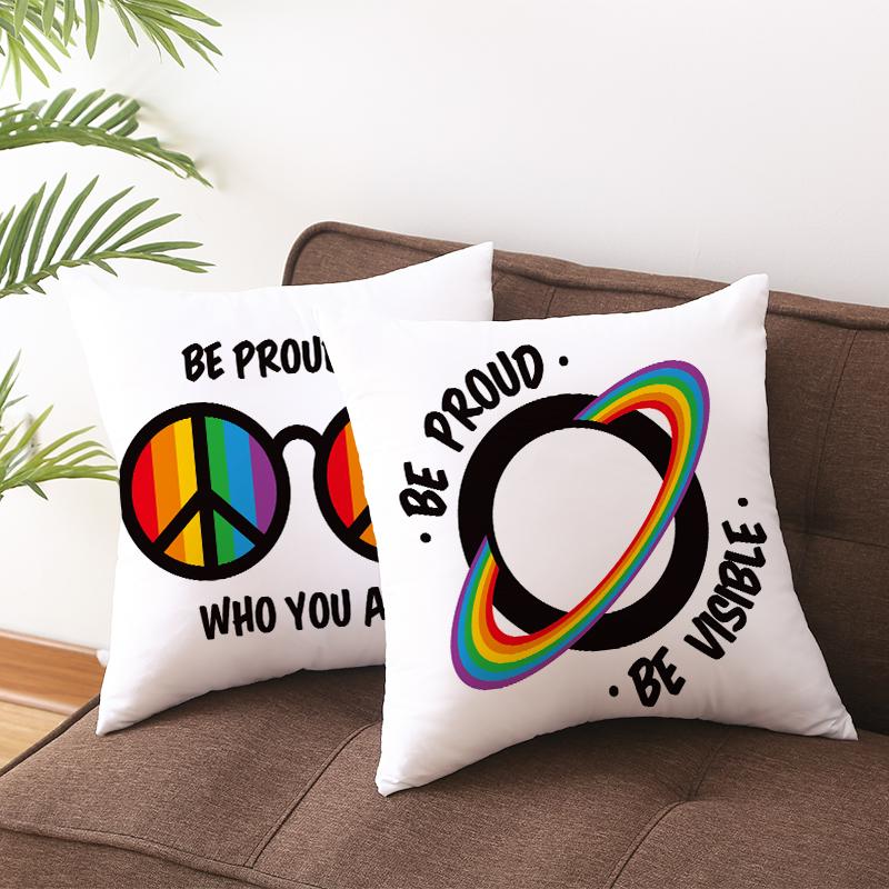 Rainbow Heart Pattern Nordic Sofa Cushion Cover Peach Skin Pillowcase Home Decor Pillowcase