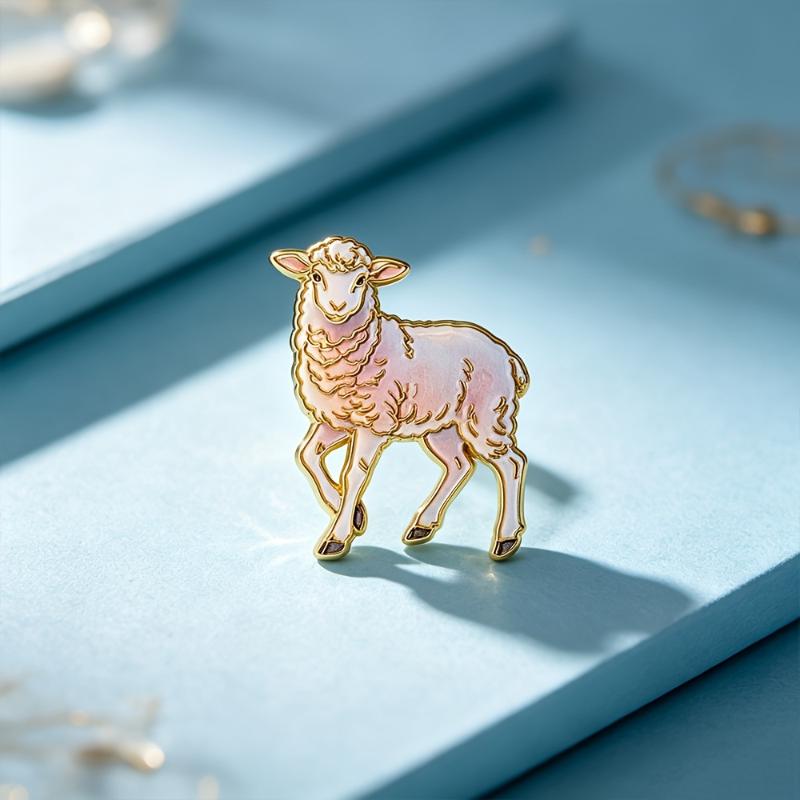 2027 Chinese Zodiac Sheep Brooch Unisex Curly Sheep Pin for Party Office Outfit New Year Souvenir Gift