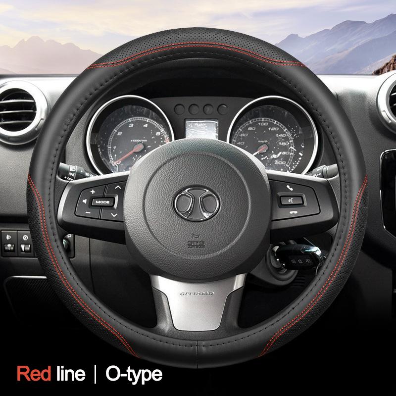 High Leather Braid On Car Steering Wheel Cover Wrap For BAIC BJ20 BJ30 BJ40 BJ60 BJ80 BJ90 F40 37-38CM Steering-Wheel Protector