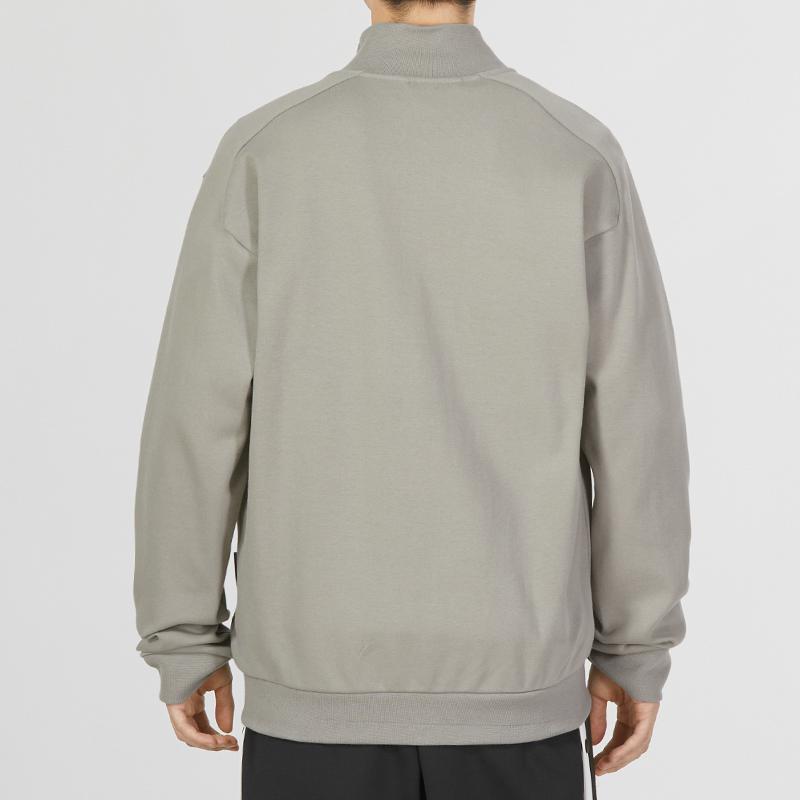 Adidas Essential Logo Embroidered Sports Windbreaker Jacket With Stand Collar Men Outerwear Gray IA8128