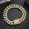 Luxury Iced Out Cuban Link Chain Bracelet for Men Paved Crystal Hip-Hop Jewelry Stainless Steel Bling Bling Wristband Gift