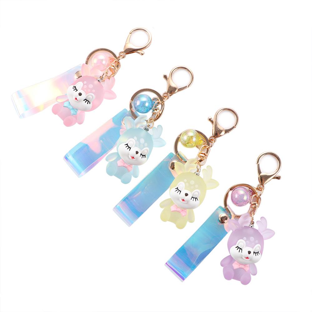 Creative Bag Pendant Acrylic Led Flashlight Keychain Car Keyring Key Lanyard Elk Keychain