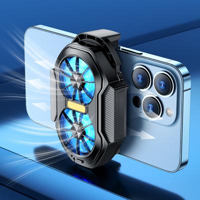 Mobile Phone Cooler with Dual Cooling Fan Cell Phone Radiator Heatsink with Rechargeable Battery for Live Streaming Outdoor Vlog Gaming