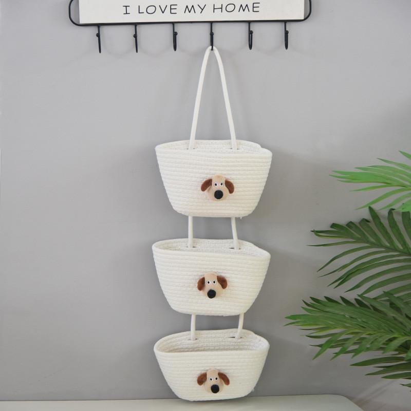 Multipurpose Foldable Cotton Hanging Basket For Bedroom Organizing