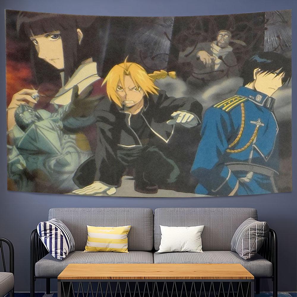 Jmg Household Supplies Unisex New Anime F-Fullmetal Alchemist Poster Print Tapestry Hippie Vintage Wall Hanging Bedroom Wall Atmosphere Decor Background Cloth