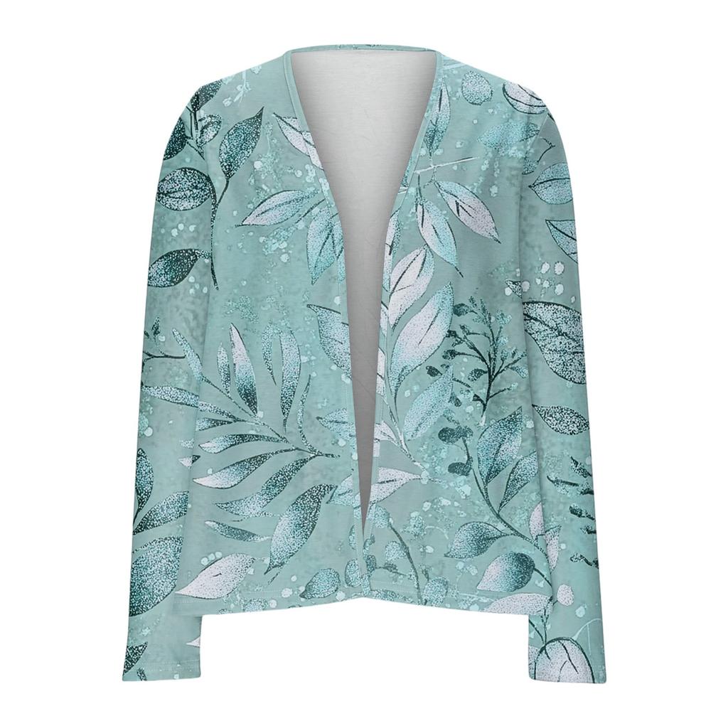 Women's Loose Casual Vintage Floral Print Long Sleeve Top Cardigan