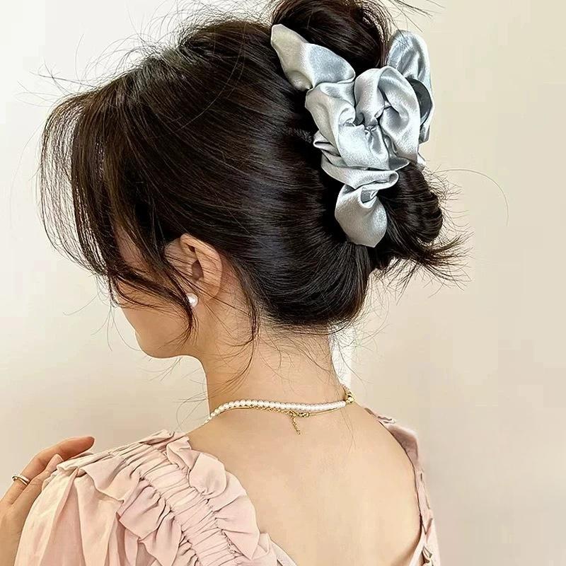 

Плиссированные заколки-камелии, заколки-крабы, заколки-акулы, высококачественные аксессуары для волос, универсальная прическа Xiaoxiangfeng - Grey