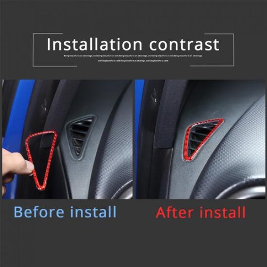 Red Carbon Fiber Dashboard Side Air Vent Trim Sticker For Seat Leon 2008-12