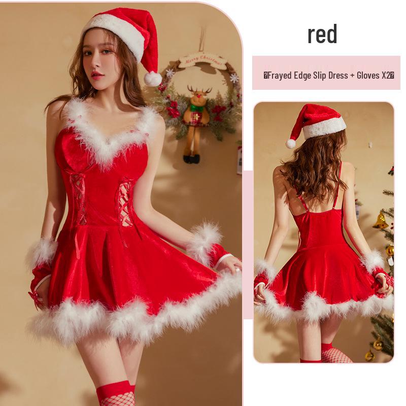 

Jiumu Yadai Christmas Temptation Sexy Plush Strappy Lingerie Outfit One Size