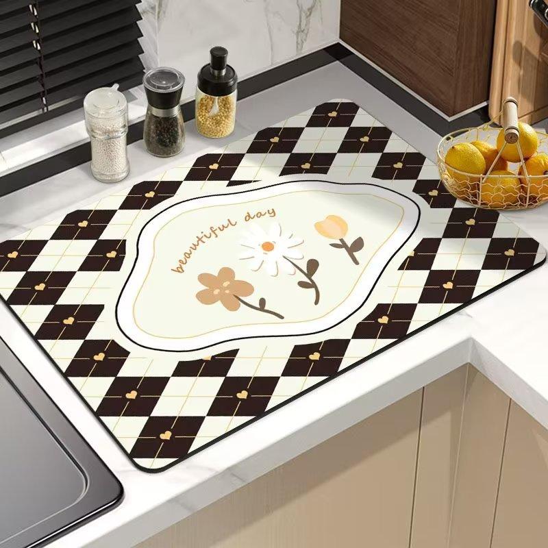 Super Absorbent Tableware Dish Drying Mats Desk Drain Pad Heat Resistant Counter Top Mat Non-slip Draining Placemat Kitchen