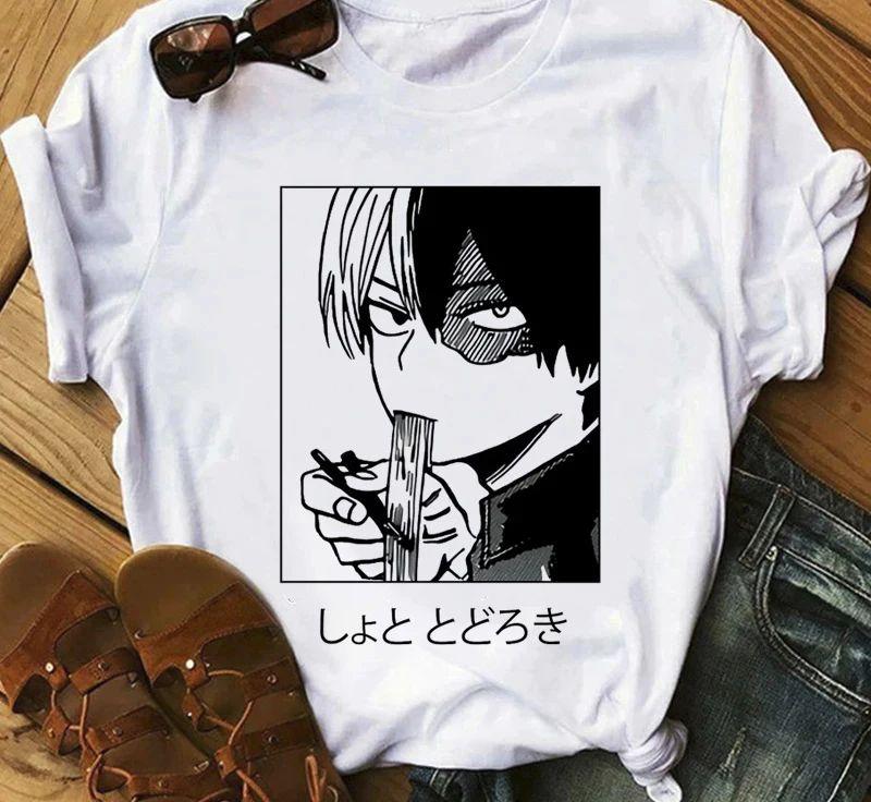 Japanese Anime My Hero Academia Graphic Fun Print T Shirt Fashion Women Retro Cotton T-shirt  Summer Loose Y2K Top T-Shirt